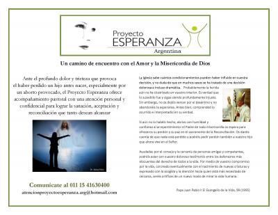 Para quienes hayan recurrido al aborto: Proyecto Esperanza